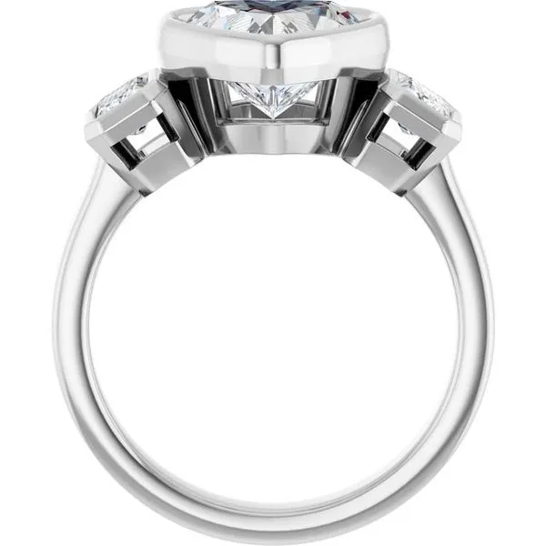 Bezel-Set Three-Stone Engagement Ring Image 2 Hudson Valley Goldsmith New Paltz, NY