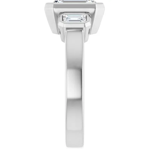 Bezel-Set Three-Stone Engagement Ring Image 4 Raleigh Diamond Fine Jewelry Raleigh, NC