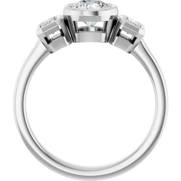 Bezel-Set Three-Stone Engagement Ring Image 2 Don's Jewelry & Design Washington, IA