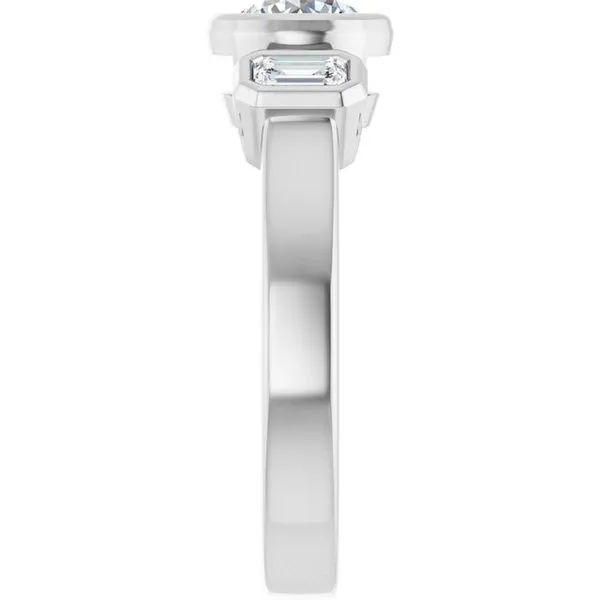 Bezel-Set Three-Stone Engagement Ring Image 4 Shipley's Fine Jewelry Hampstead, MD