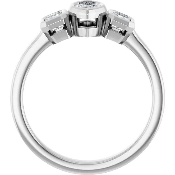 Bezel-Set Three-Stone Engagement Ring Image 2 Northwood Jewelers Northwood, OH