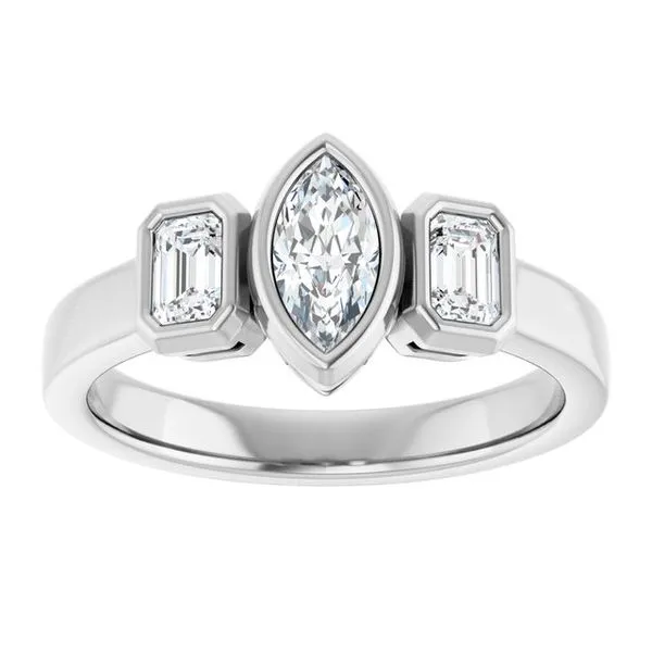 Bezel-Set Three-Stone Engagement Ring Image 3 Vulcan's Forge LLC KANSAS CITY, MO