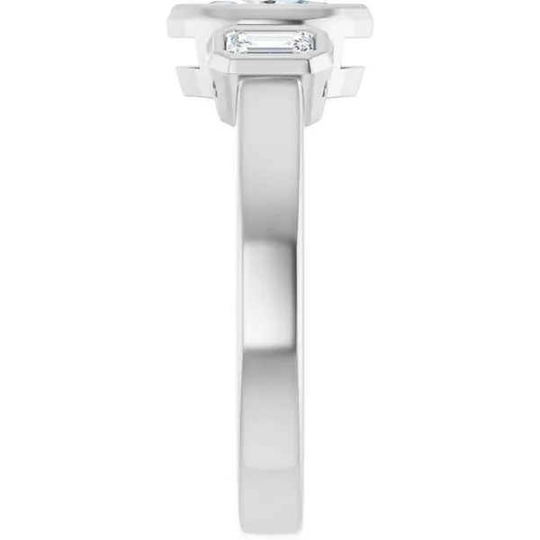 Bezel-Set Three-Stone Engagement Ring Image 4 J. West Jewelers Round Rock, TX