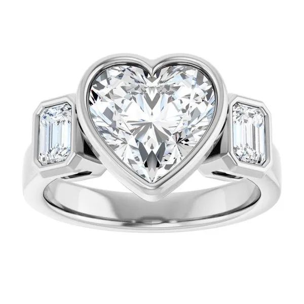 Bezel-Set Three-Stone Engagement Ring Image 3 Raleigh Diamond Fine Jewelry Raleigh, NC