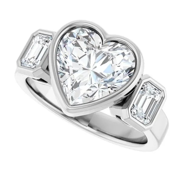 Bezel-Set Three-Stone Engagement Ring Image 5 Raleigh Diamond Fine Jewelry Raleigh, NC