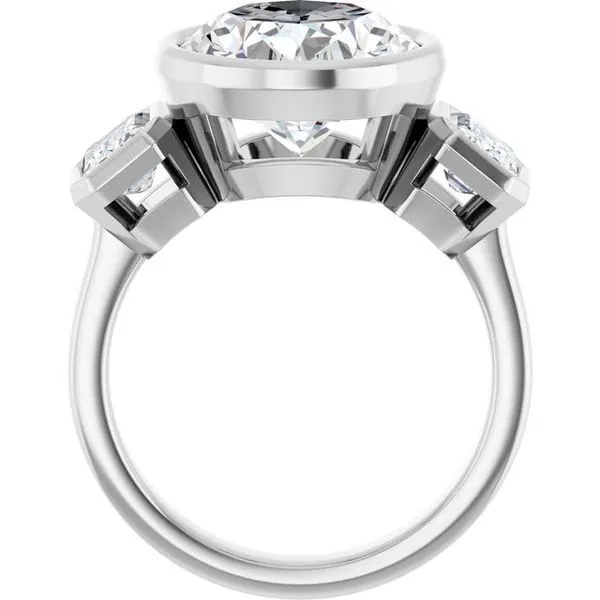 Bezel-Set Three-Stone Engagement Ring Image 2 J. Thomas Jewelers Rochester Hills, MI