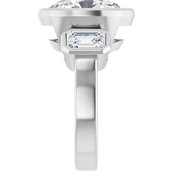 Bezel-Set Three-Stone Engagement Ring Image 4 JF Jones Jewelers Rochester, NY
