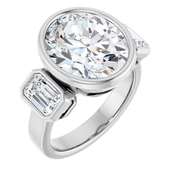 Bezel-Set Three-Stone Engagement Ring