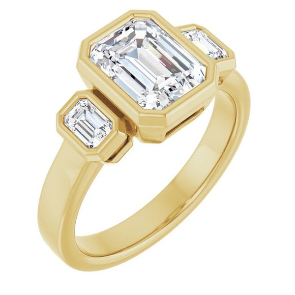 Bezel-Set Three-Stone Engagement Ring