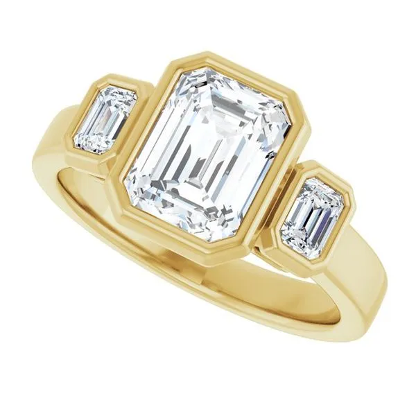 Bezel-Set Three-Stone Engagement Ring Image 5 Banks Jewelers Burnsville, NC