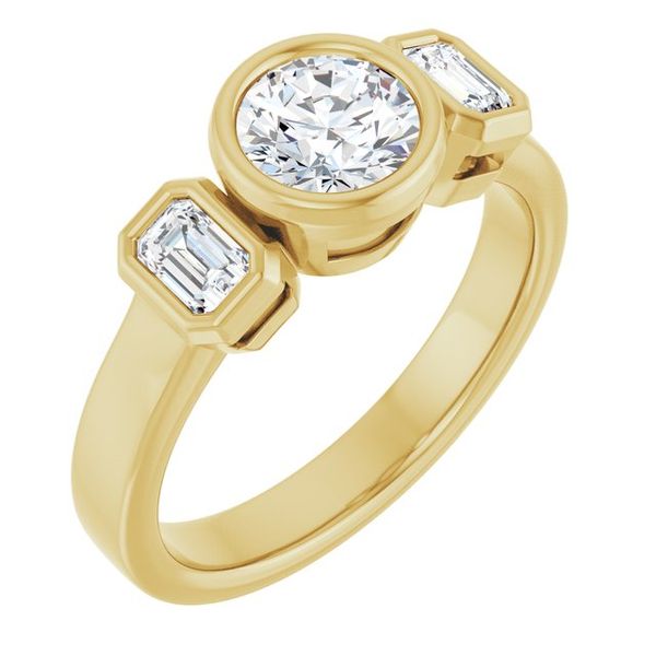 Bezel-Set Three-Stone Engagement Ring
