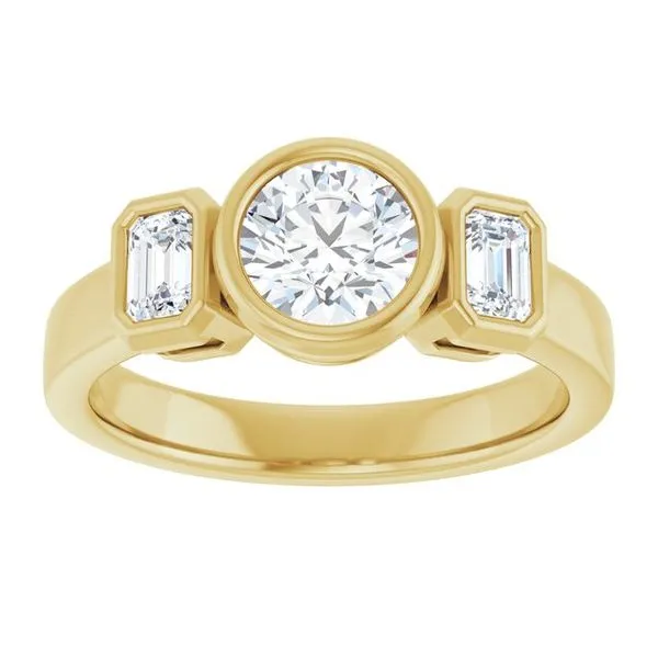 Bezel-Set Three-Stone Engagement Ring Image 3 Don's Jewelry & Design Washington, IA