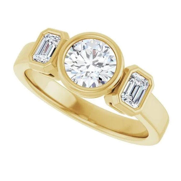 Bezel-Set Three-Stone Engagement Ring Image 5 Mark Jewellers La Crosse, WI