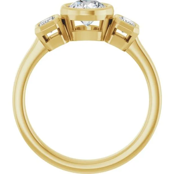 Bezel-Set Three-Stone Engagement Ring Image 2 J. West Jewelers Round Rock, TX