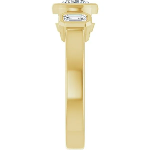 Bezel-Set Three-Stone Engagement Ring Image 4 Natale Jewelers Sewell, NJ