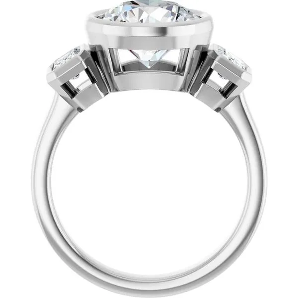 Bezel-Set Three-Stone Engagement Ring Image 2 Morin Jewelers Southbridge, MA