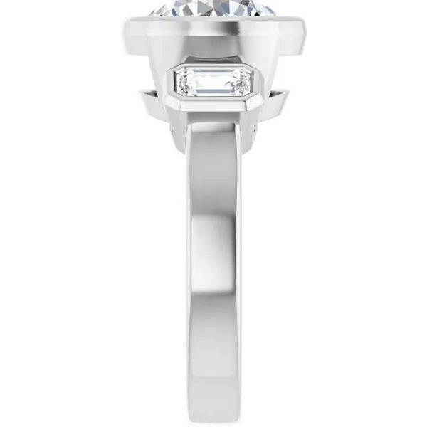 Bezel-Set Three-Stone Engagement Ring Image 4 Shipley's Fine Jewelry Hampstead, MD