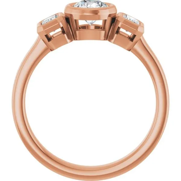 Bezel-Set Three-Stone Engagement Ring Image 2 Don's Jewelry & Design Washington, IA