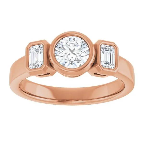 Bezel-Set Three-Stone Engagement Ring Image 3 Paul James Jewelers Angels Camp, CA