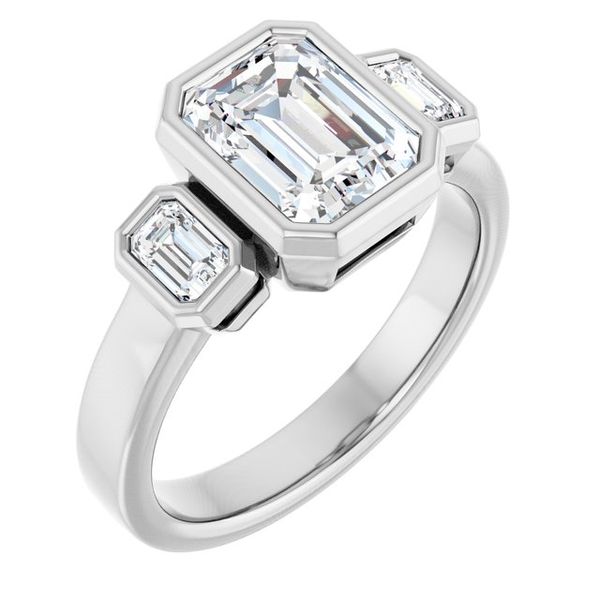 Bezel-Set Three-Stone Engagement Ring