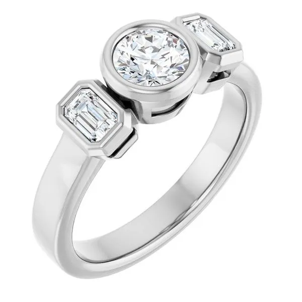Bezel-Set Three-Stone Engagement Ring Northwood Jewelers Northwood, OH