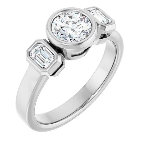 Bezel-Set Three-Stone Engagement Ring JF Jones Jewelers Rochester, NY