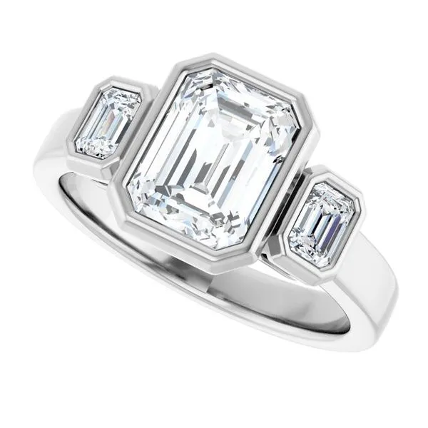 Bezel-Set Three-Stone Engagement Ring Image 5 Futer Bros Jewelers York, PA