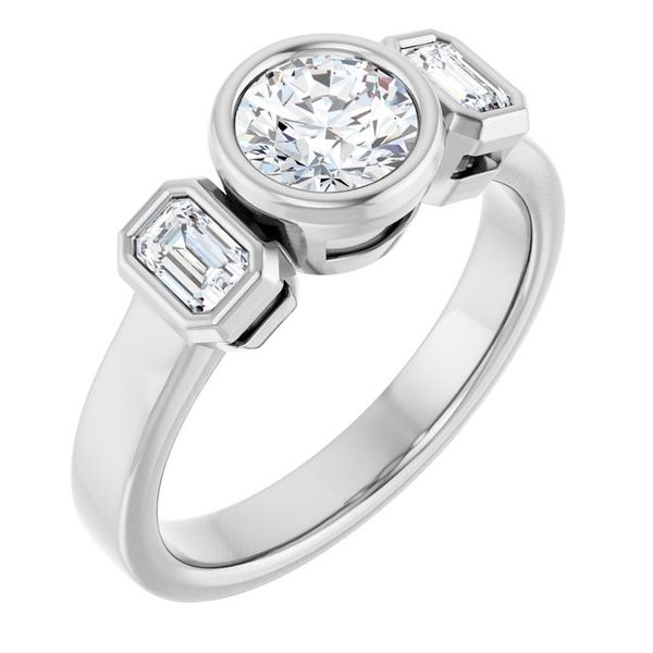 Bezel-Set Three-Stone Engagement Ring