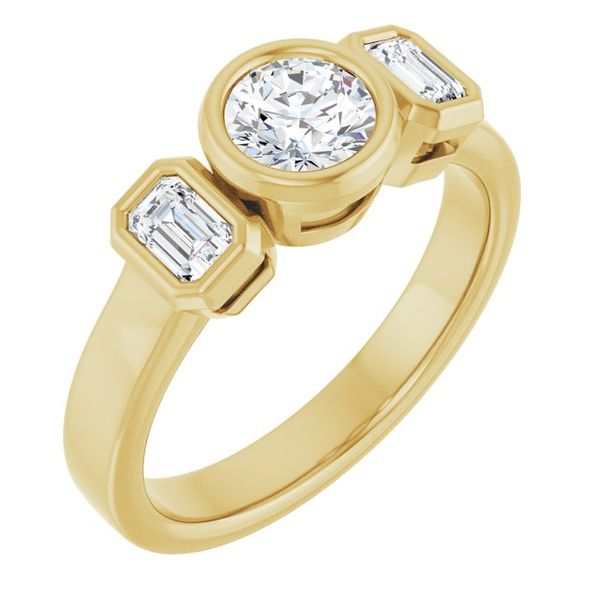 Bezel-Set Three-Stone Engagement Ring