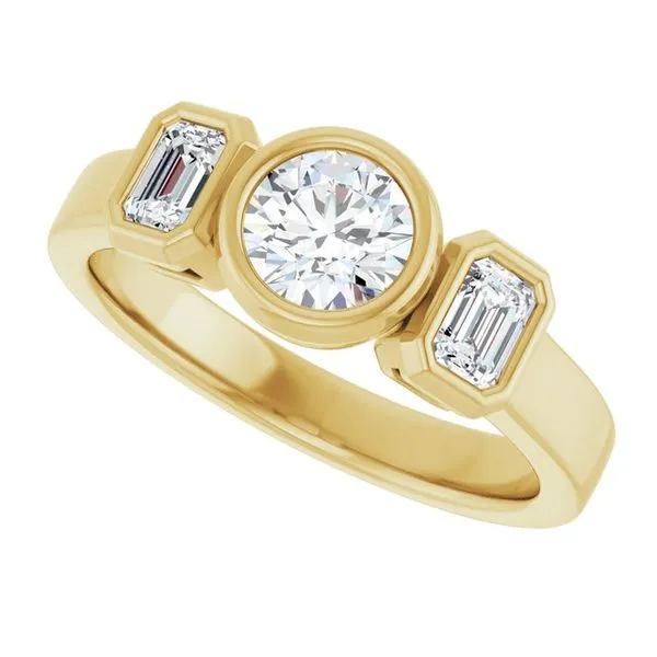 Bezel-Set Three-Stone Engagement Ring Image 5 Hudson Valley Goldsmith New Paltz, NY