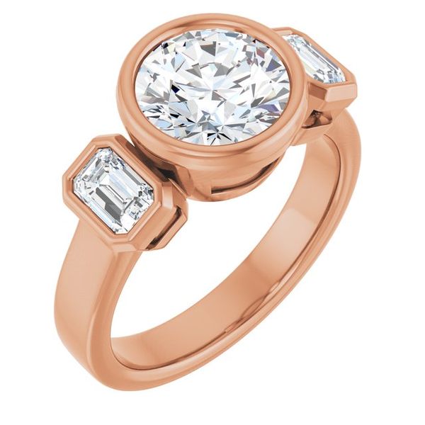 Bezel-Set Three-Stone Engagement Ring