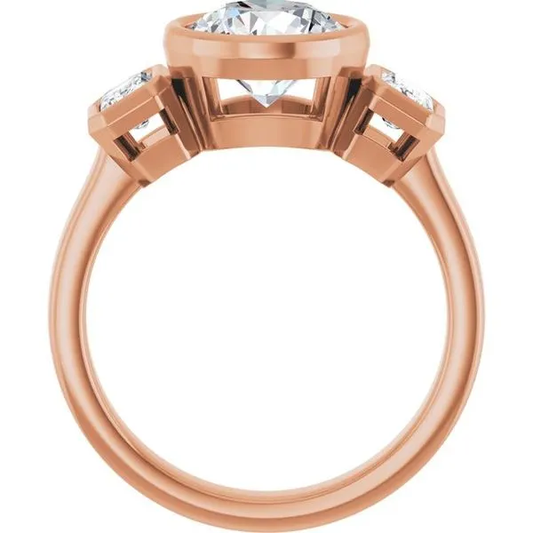 Bezel-Set Three-Stone Engagement Ring Image 2 JF Jones Jewelers Rochester, NY