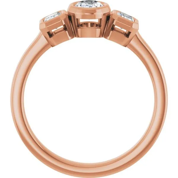 Bezel-Set Three-Stone Engagement Ring Image 2 J. Thomas Jewelers Rochester Hills, MI