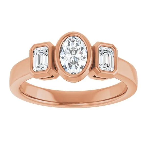 Bezel-Set Three-Stone Engagement Ring Image 3 Natale Jewelers Sewell, NJ