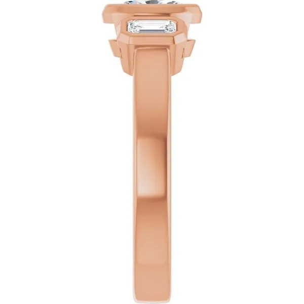 Bezel-Set Three-Stone Engagement Ring Image 4 JF Jones Jewelers Rochester, NY