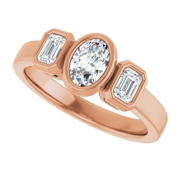 Bezel-Set Three-Stone Engagement Ring Image 5 Don's Jewelry & Design Washington, IA