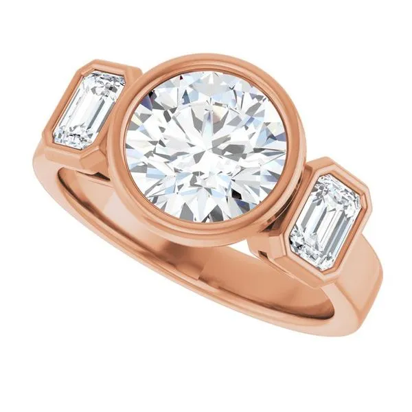 Bezel-Set Three-Stone Engagement Ring Image 5 Don's Jewelry & Design Washington, IA