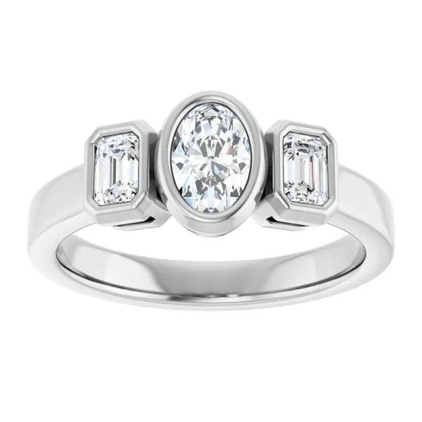 Bezel-Set Three-Stone Engagement Ring Image 3 Vulcan's Forge LLC KANSAS CITY, MO