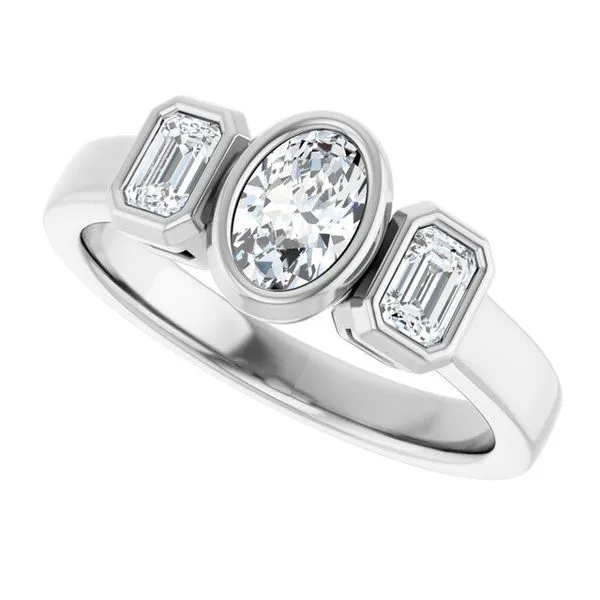 Bezel-Set Three-Stone Engagement Ring Image 5 Don's Jewelry & Design Washington, IA