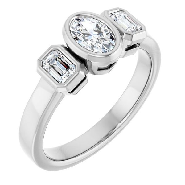 Bezel-Set Three-Stone Engagement Ring