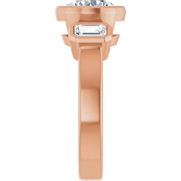 Bezel-Set Three-Stone Engagement Ring Image 4 J. West Jewelers Round Rock, TX