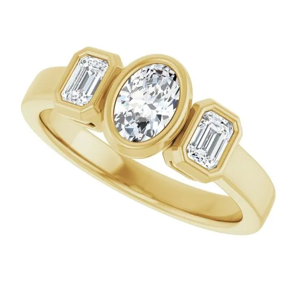 Bezel-Set Three-Stone Engagement Ring Image 5 Don's Jewelry & Design Washington, IA