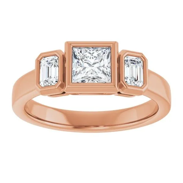 Bezel-Set Three-Stone Engagement Ring Image 3 Paul James Jewelers Angels Camp, CA