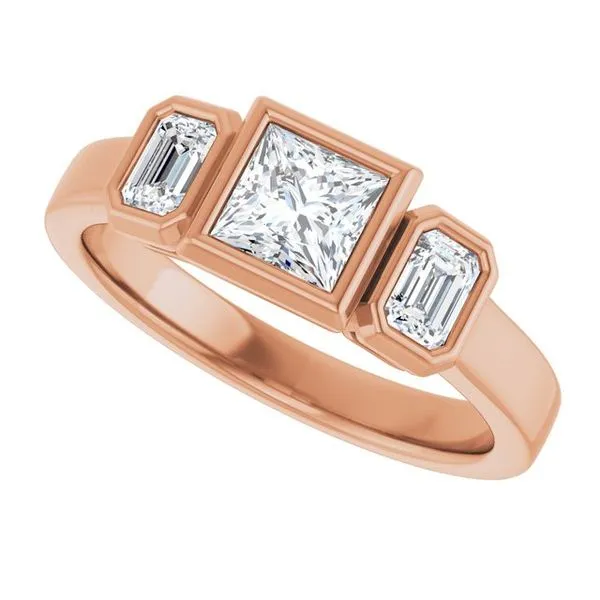 Bezel-Set Three-Stone Engagement Ring Image 5 J. West Jewelers Round Rock, TX