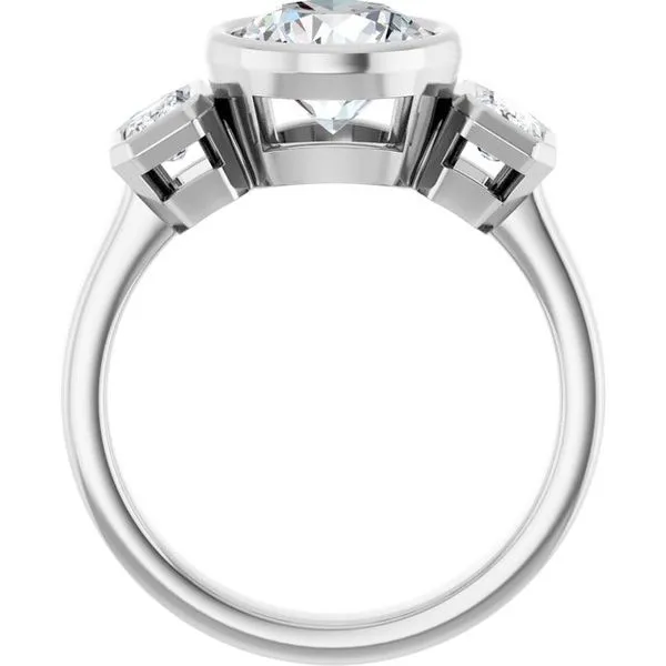 Bezel-Set Three-Stone Engagement Ring Image 2 J. Thomas Jewelers Rochester Hills, MI