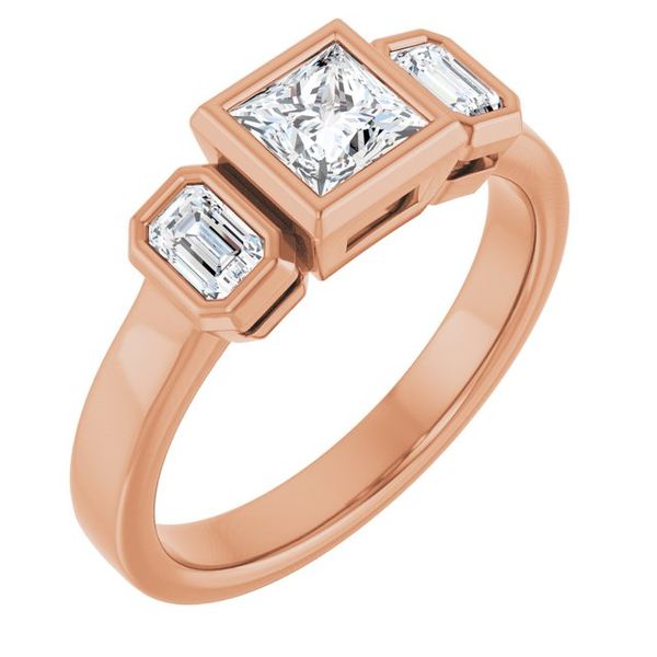 Bezel-Set Three-Stone Engagement Ring