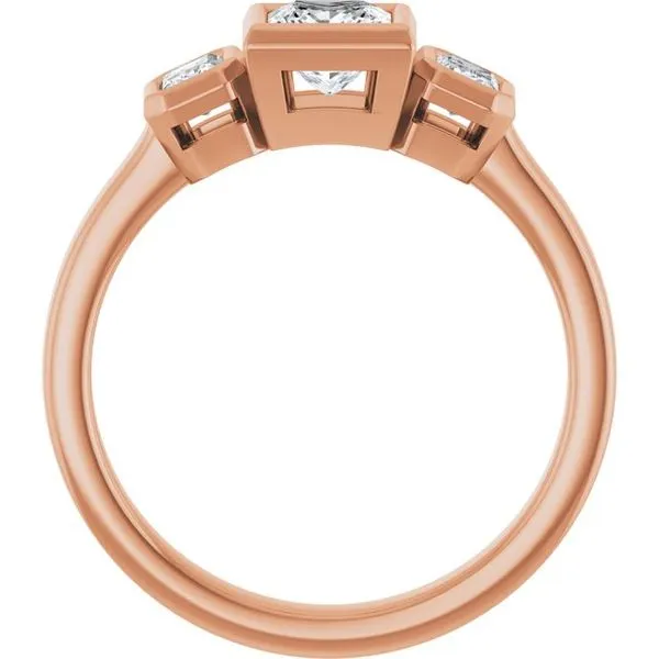 Bezel-Set Three-Stone Engagement Ring Image 2 Hudson Valley Goldsmith New Paltz, NY