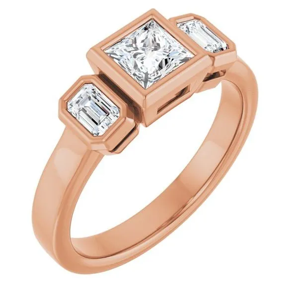 Bezel-Set Three-Stone Engagement Ring The Jewelry Source El Segundo, CA