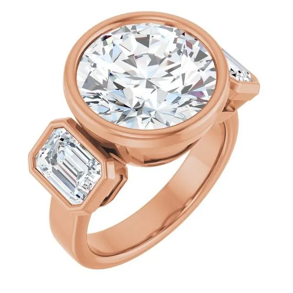 Bezel-Set Three-Stone Engagement Ring J. Thomas Jewelers Rochester Hills, MI