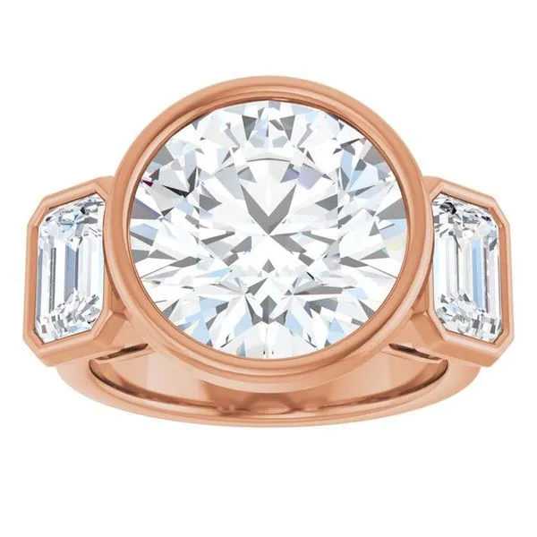 Bezel-Set Three-Stone Engagement Ring Image 3 Don's Jewelry & Design Washington, IA